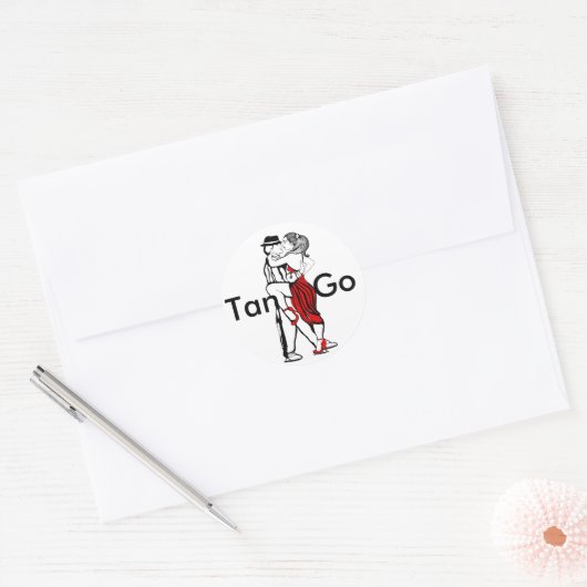 Tango Dancers Ronde Sticker (Envelop)