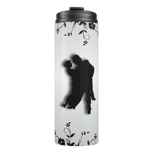 Tango Dancers Silhouette 1 Silver Thermosbeker (Voorkant)
