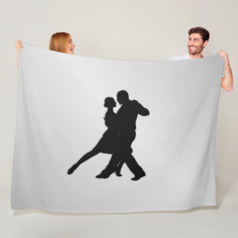 Tango Dancers Silhouette 2 Silver Fleece Deken