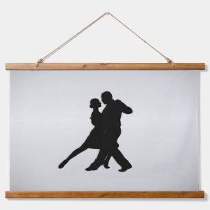 Tango Dancers Silhouette 2 Silver Hangend Wandkleed