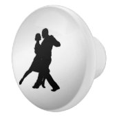 Tango Dancers Silhouette 2 Silver Keramische Knop (Rechts)