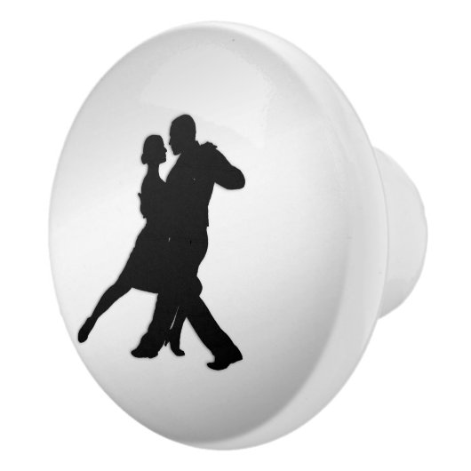 Tango Dancers Silhouette 2 Silver Keramische Knop (Rechts)