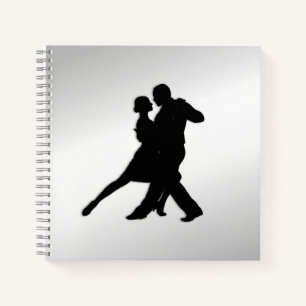 Tango Dancers Silhouette 2 Silver Notitieboek