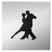 Tango Dancers Silhouette 2 Silver Tegeltje (Voorkant)