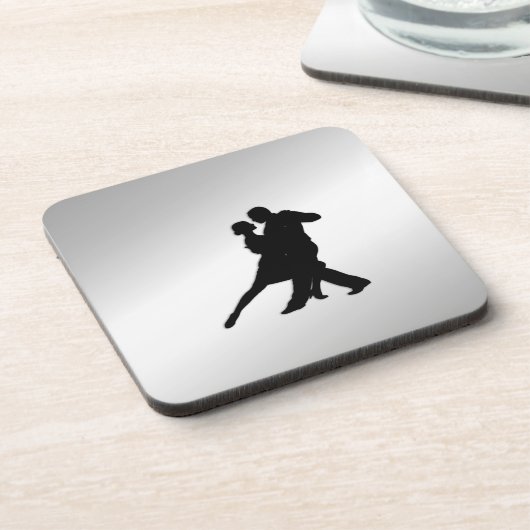 Tango Dancers Silhouette Bier Onderzetter (Linkerzijde)