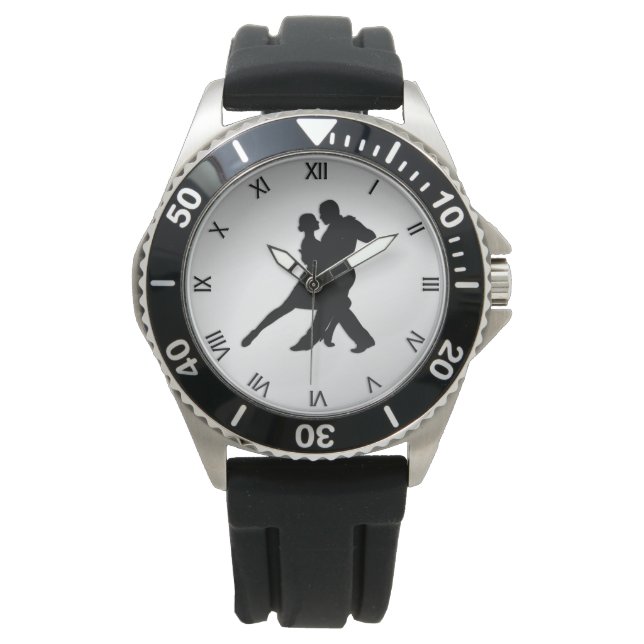 Tango Dancers Silhouette Horloge (Voorkant)
