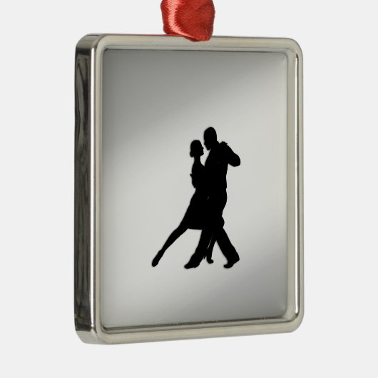 Tango Dancers Silhouette Metalen Ornament (Rechts)