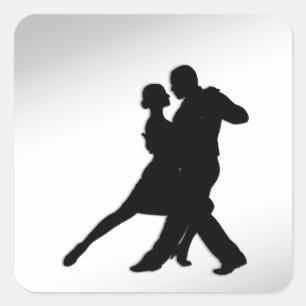 Tango Dancers Silhouette Vierkante Sticker