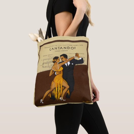 Tango Dancers Vintage Poster Print Canvas tas (Dichtbij)