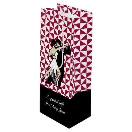 Tango Dancers Wijn Cadeautas (Voorkant Gekanteld)