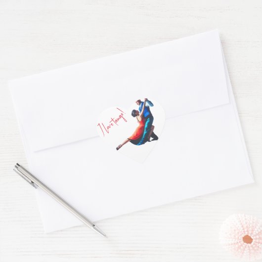 Tango-dansers - handschildering  hart sticker (Envelop)
