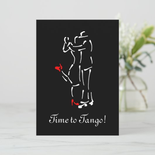 Tango-dansers (Rode schoenen) met  tekst Kaart (Staand voorkant)