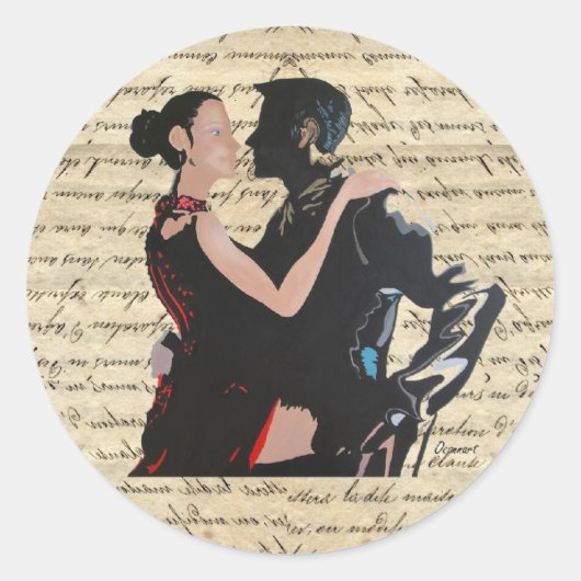 Tango-dansers Ronde Sticker (Voorkant)