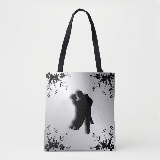 Tango Dansers Silhouet 1 Zilver Tote Bag (Voorkant)