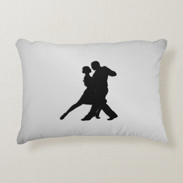 Tango-dansers Silhouette 2 Zilver Accent Kussen (Voorkant)