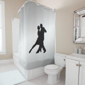 Tango-dansers Silhouette 2 Zilver Douchegordijn (In situ)