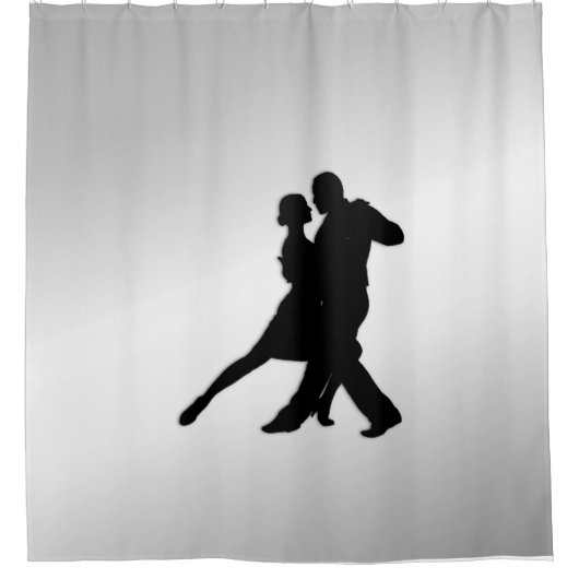 Tango-dansers Silhouette 2 Zilver Douchegordijn (Voorkant)