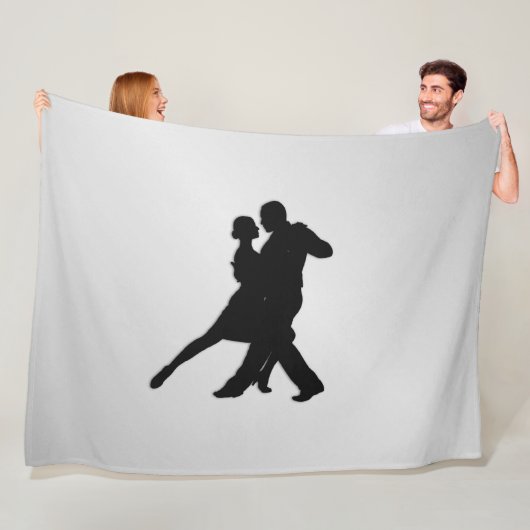 Tango Dansers Silhouette 2 Zilver Fleece Deken (In situ)