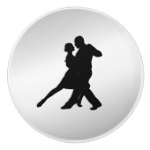Tango-dansers Silhouette 2 Zilver Keramische Knop (Voorkant)