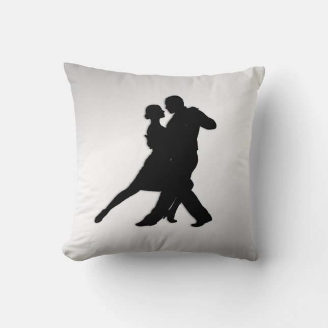 Tango-dansers Silhouette 2 Zilver Kussen (Voorkant)