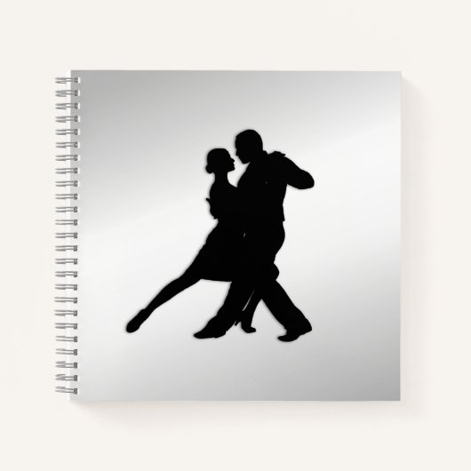 Tango-dansers Silhouette 2 Zilver Notitieboek (Voorkant)