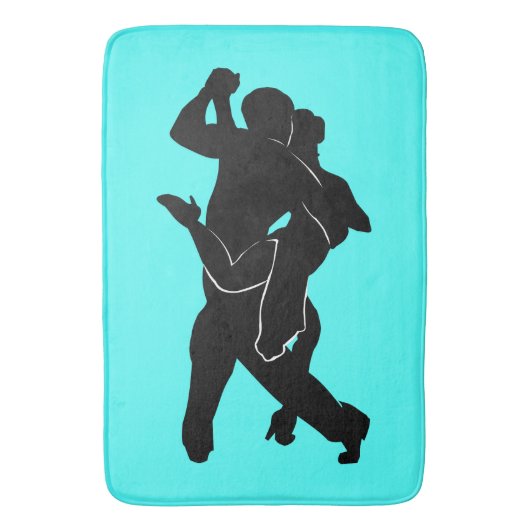 Tango Dansers Turquoise badmat - Kies kleur (Voorkant Verticaal)