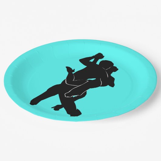 Tango Dansers Turquoise Papier Borden Kies kleuren Papieren Bordje (Gekanteld)