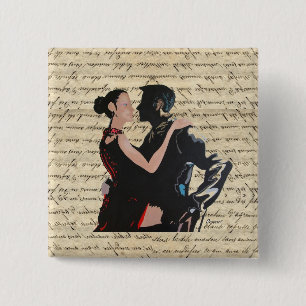 Tango-dansers Vierkante Button 5,1 Cm