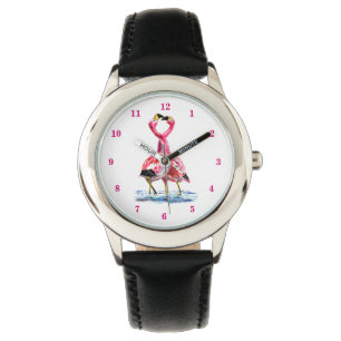Tango Danskoppel Roze Flamingo Horloge