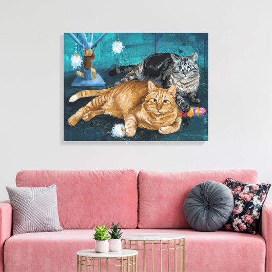 Tango en Vangogh katten portret Canvas Afdruk (Insitu (Woonkamer))