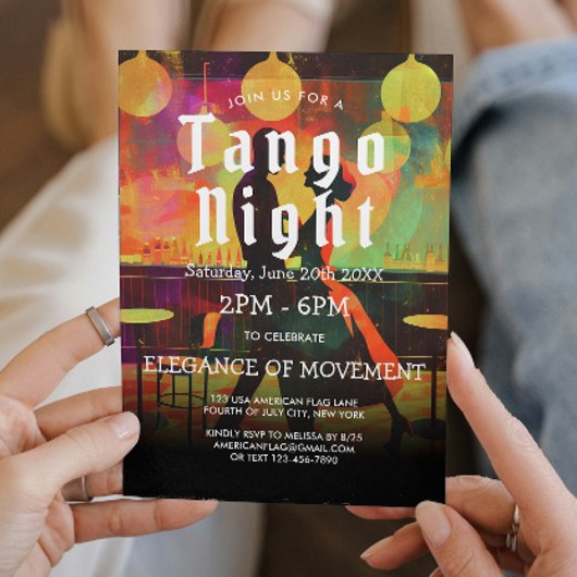 Tango feest en tango dansers uitnodiging