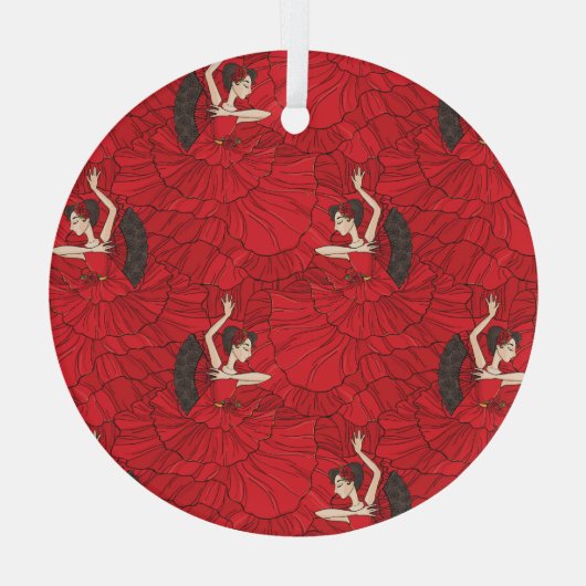  tango flamenco danspatroon glas ornament (Achterkant)