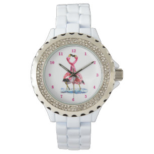 Tango Flamingo's kijken naar roze flamingo dans Horloge
