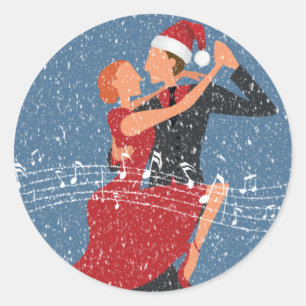 Tango helemaal naar kersttango dansers in sneeuw ronde sticker