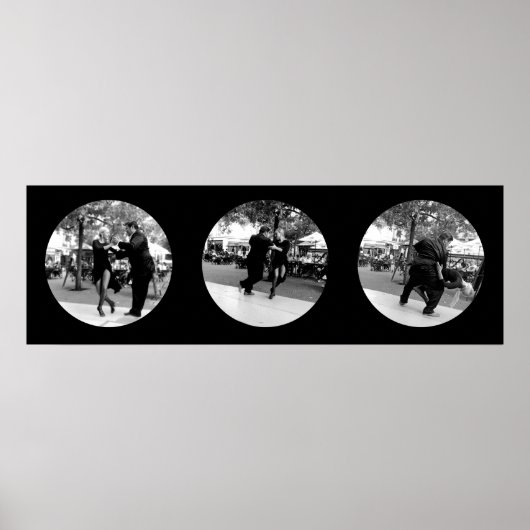 Tango in het Plaza in Buenos Aires - Zwart-wit Poster (Voorkant)
