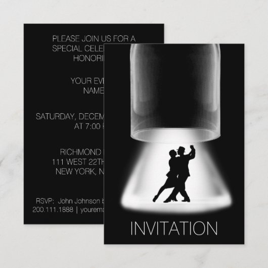 Tango Latijn Dance Modern Vip Uitnodiging (Voorkant / Achterkant)