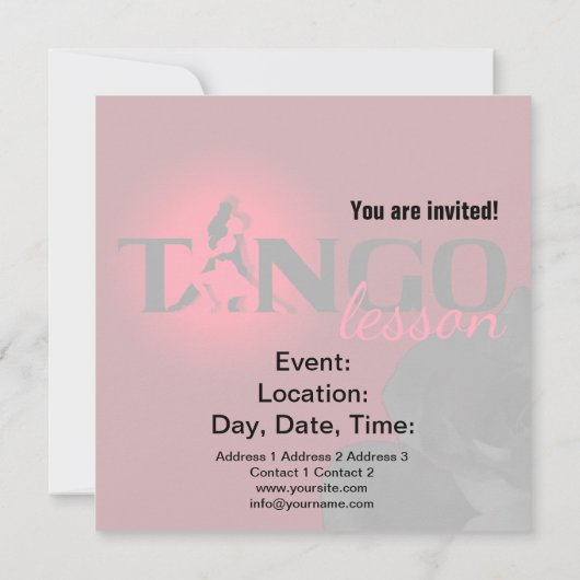 Tango Lesson - Kaart, uitnodiging (Achterkant)