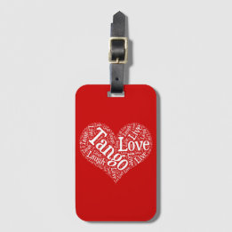 Tango Love Live and Laugh Red Heart Word Art Bagagelabel