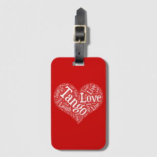Tango Love Live and Laugh Red Heart Word Art Bagagelabel