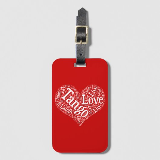 Tango Love Live and Laugh Red Heart Word Art Bagagelabel (Voorkant (verticaal))