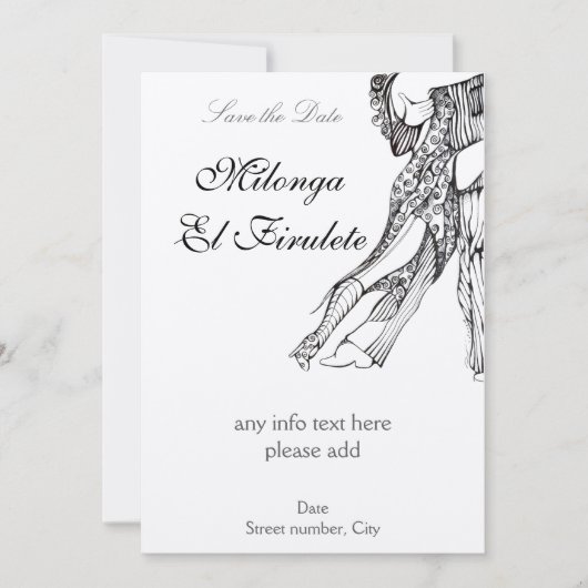 Tango Milonga sla de datum op Save The Date (Voorkant)