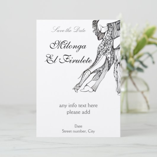 Tango Milonga sla de datum op Save The Date (Staand voorkant)