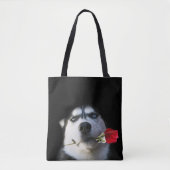 Tango? Mooie Husky en Roos Canvas tas (Voorkant)