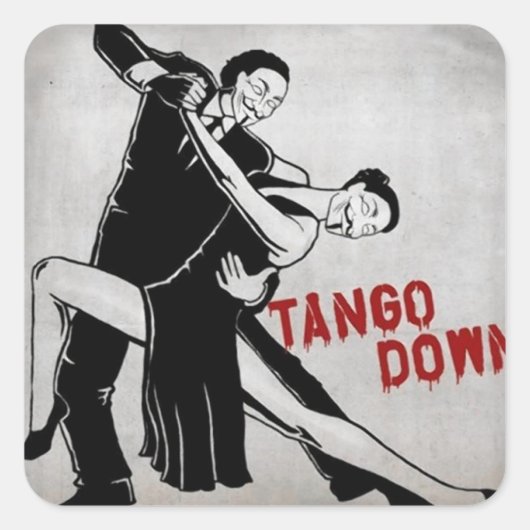 TANGO NAAR BENEDEN VIERKANTE STICKER (Voorkant)