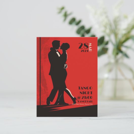 Tango Nachtuitnodiging Briefkaart (Staand voorkant)