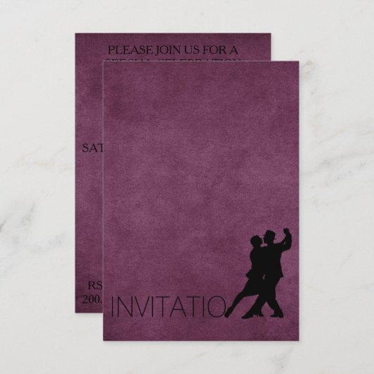 Tango Paarse Persoonlijke Elegant Uitnodiging (Voorkant / Achterkant)