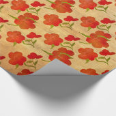 Tango Red Peonies op Gold Silk v2 Cadeaupapier (Hoek)