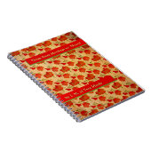 Tango Red Peonies op gouden zijde (gepersonaliseer Notitieboek (Rechterzijde)