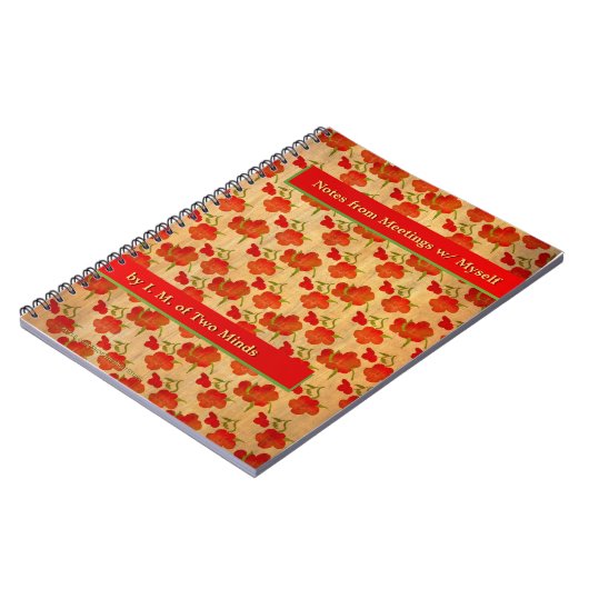 Tango Red Peonies op gouden zijde (gepersonaliseer Notitieboek (Linkerzijde)