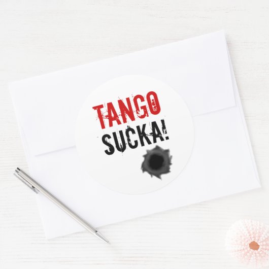 Tango sucka! sticker met kogelgat (Envelop)